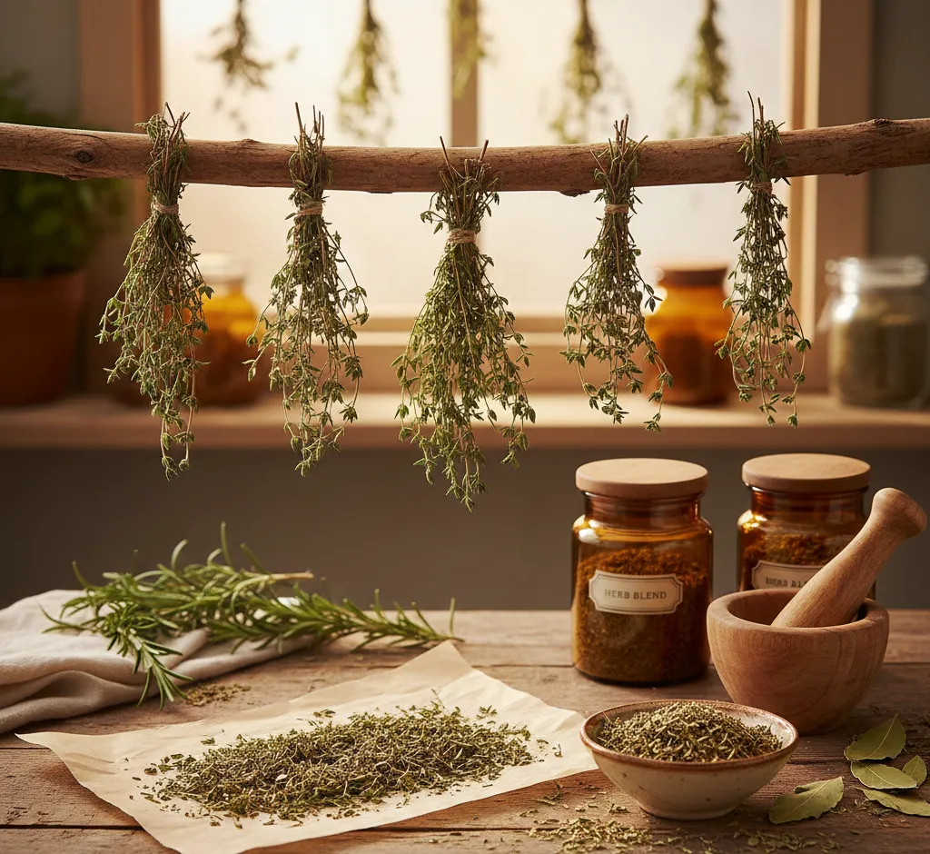 Kaip džiovinti čiobrelius žolelių mišiniams: pilnas praktinis vadovas