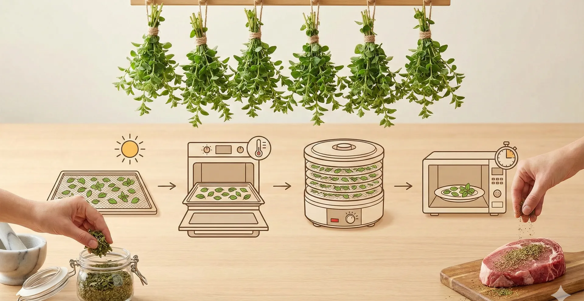 Kaip džiovinti mairūnus mėsos patiekalams gardinti: žingsnis po žingsnio vadovas